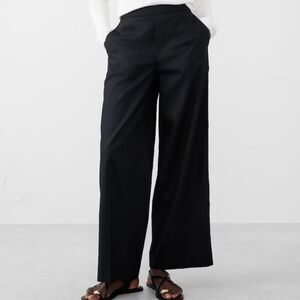 BANANA REPUBLIC Hayden Wide-Leg Linen-Blend Pull-On Pant, Black, Size XL